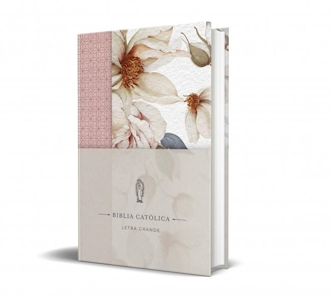 La Biblia Católica: Edición letra grande. Tapa dura, Tela rosada con flores | 9798890985309 | Biblia de América